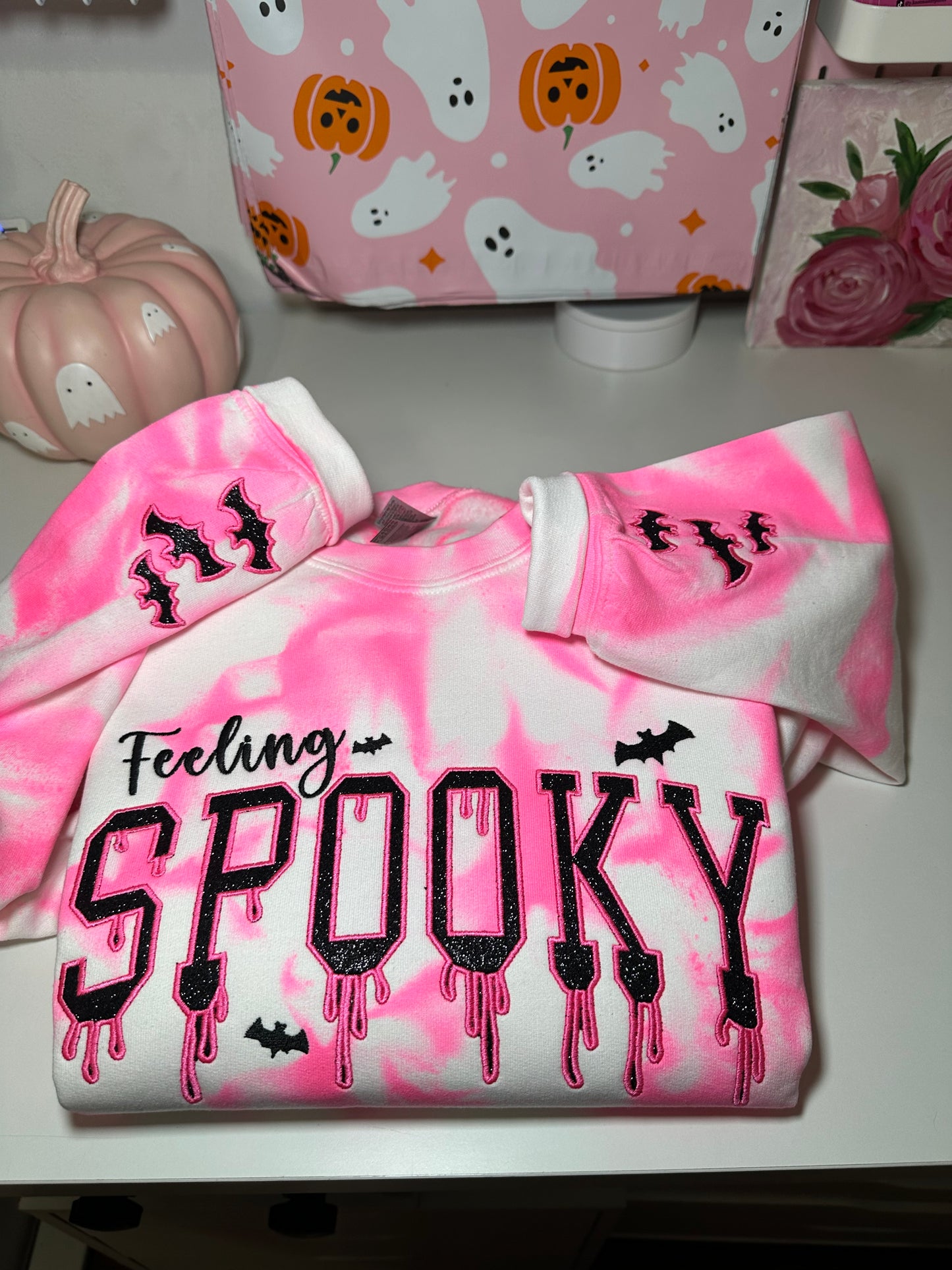 FEELING SPOOKY NEON PINK TIE DYE