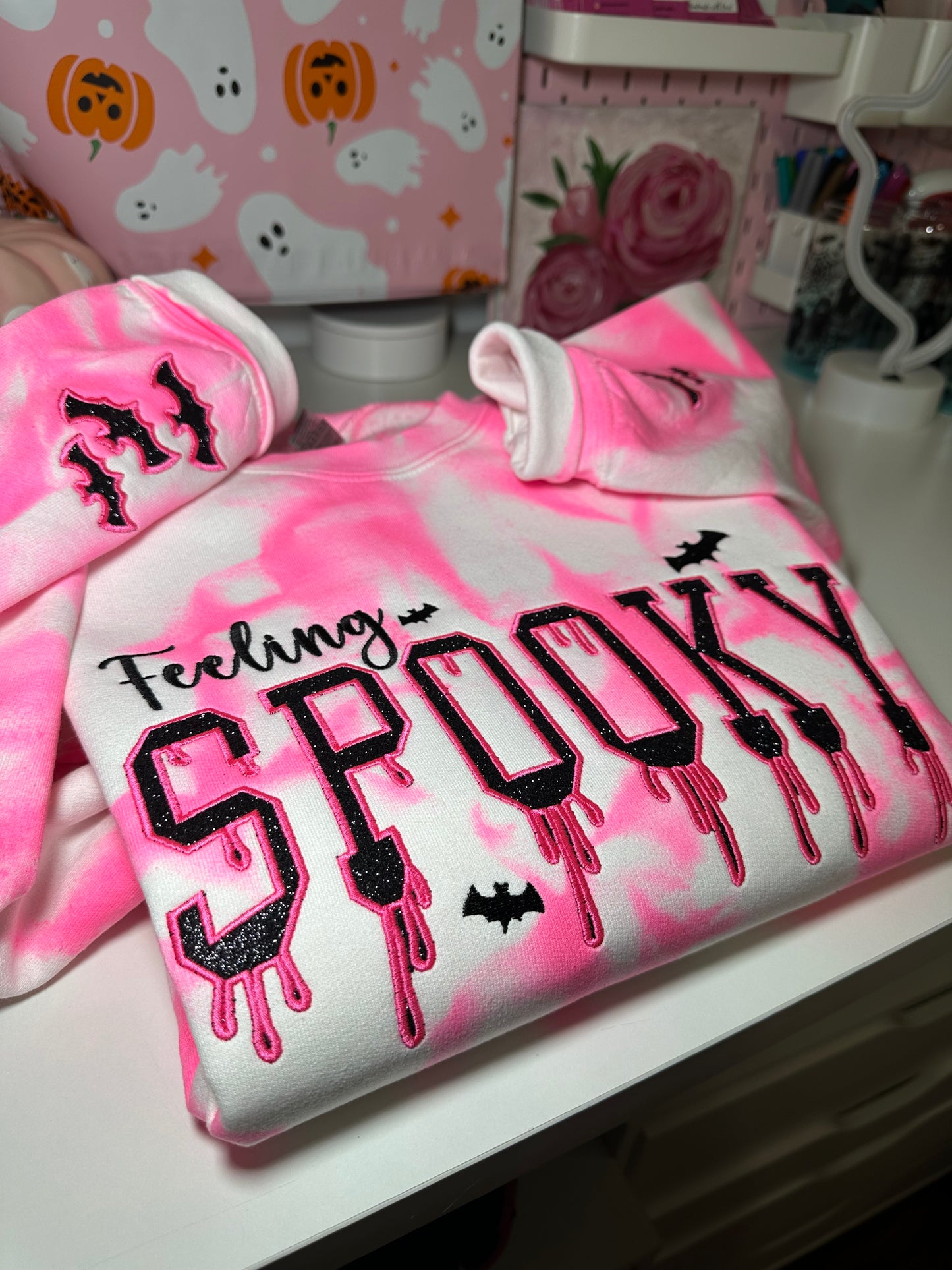 FEELING SPOOKY NEON PINK TIE DYE
