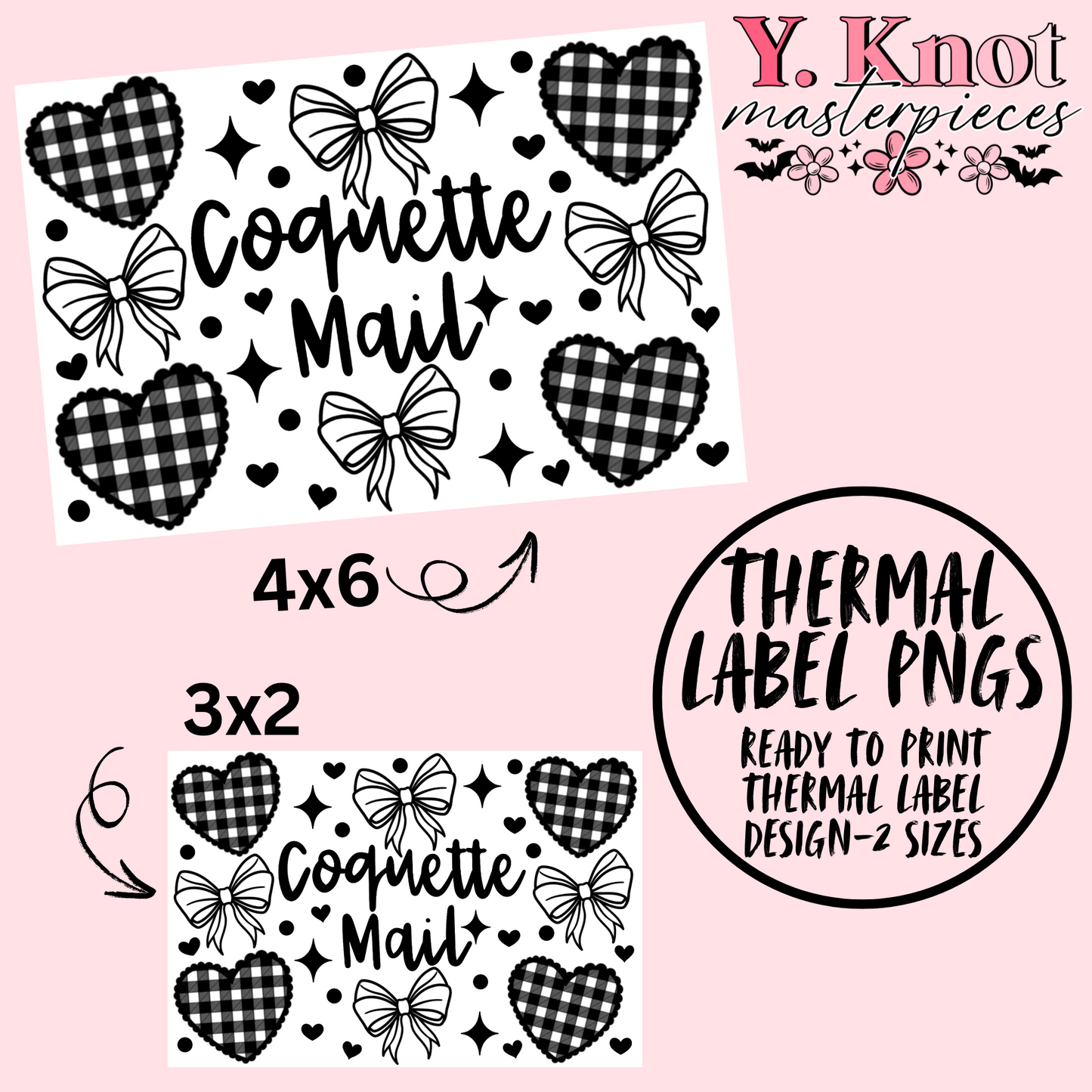 COQUETTE MAIL THERMAL LABEL PNG BUNDLE