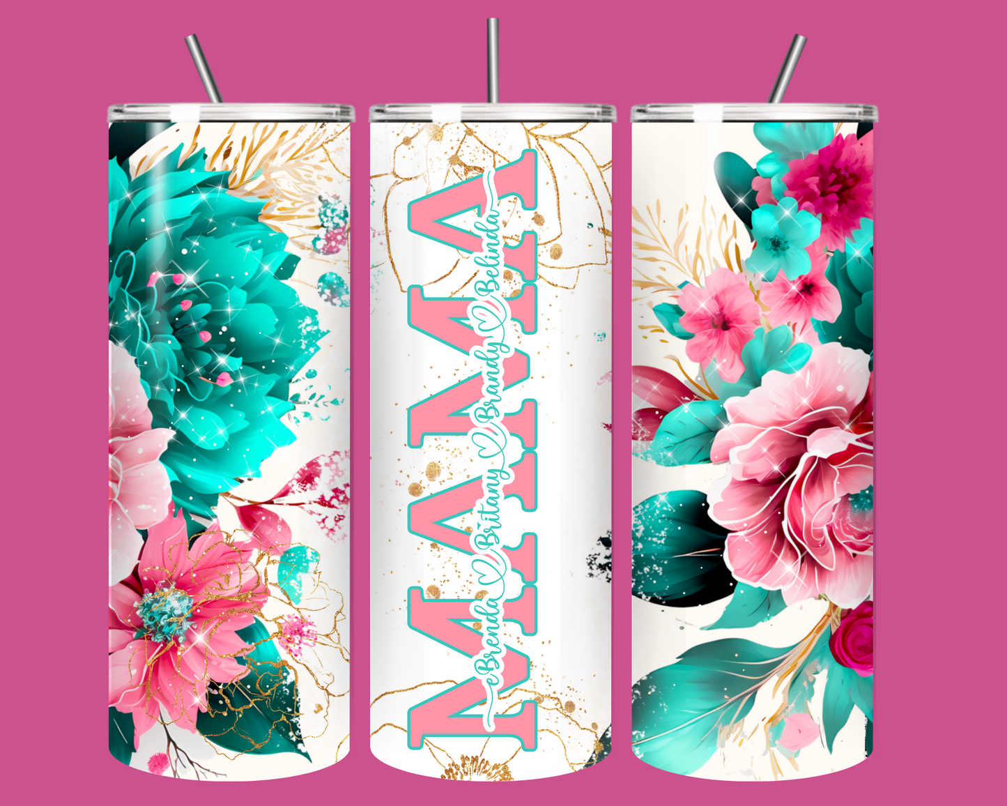 MAMA TEAL & PINK TUMBLER