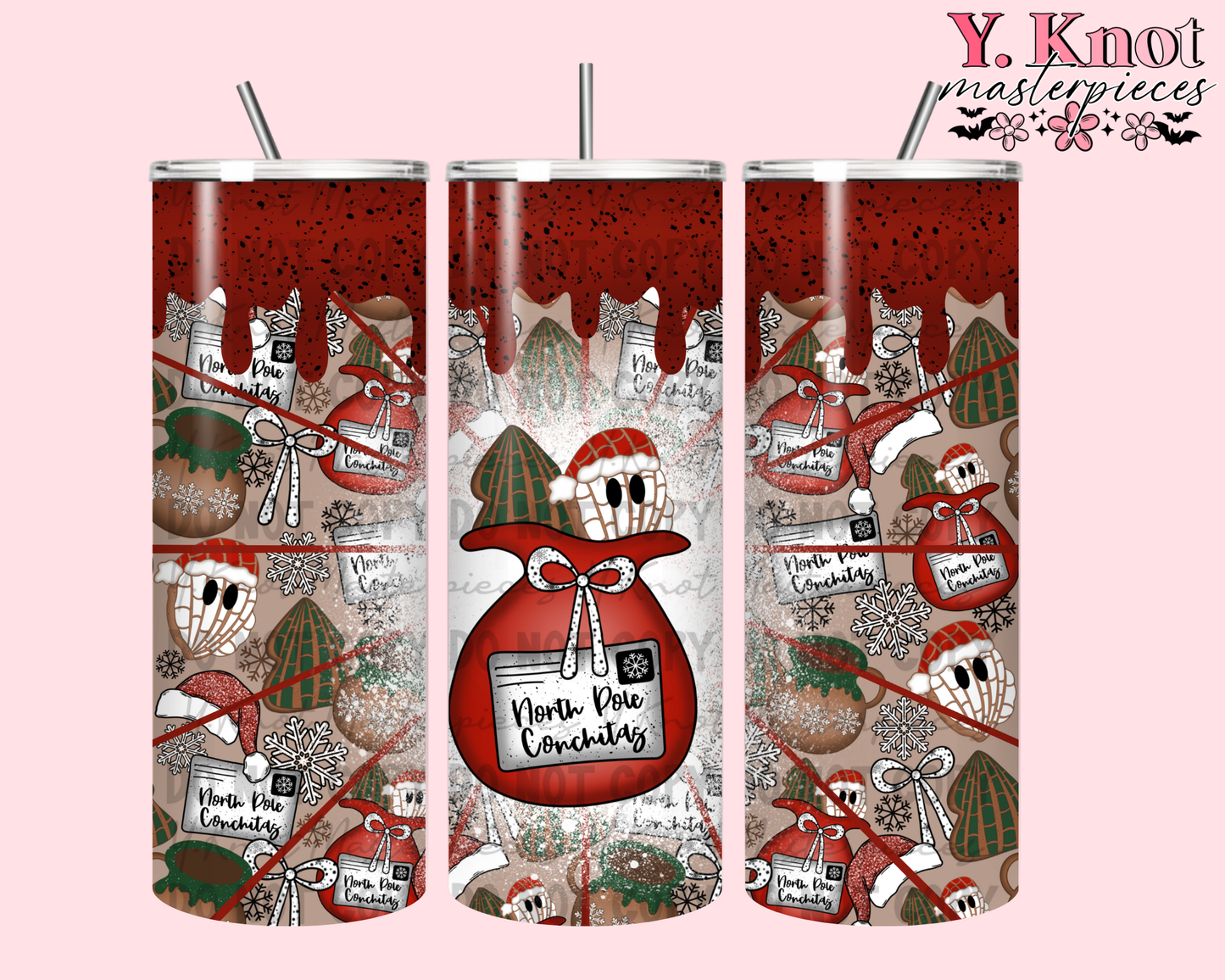 COLORFUL NORTH POLE CONCHITAS 20oz TUMBLER WRAP PNG-SANTA SACK