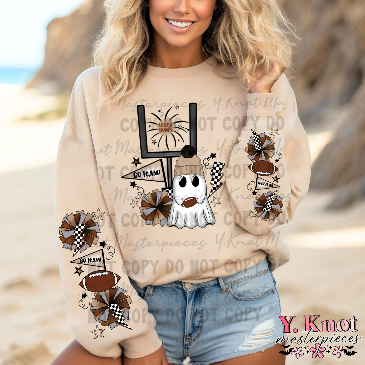 GO TEAM FOOTBALL GHOST WITH SLEEVES PNG-EXCLUSIVE DESIGN