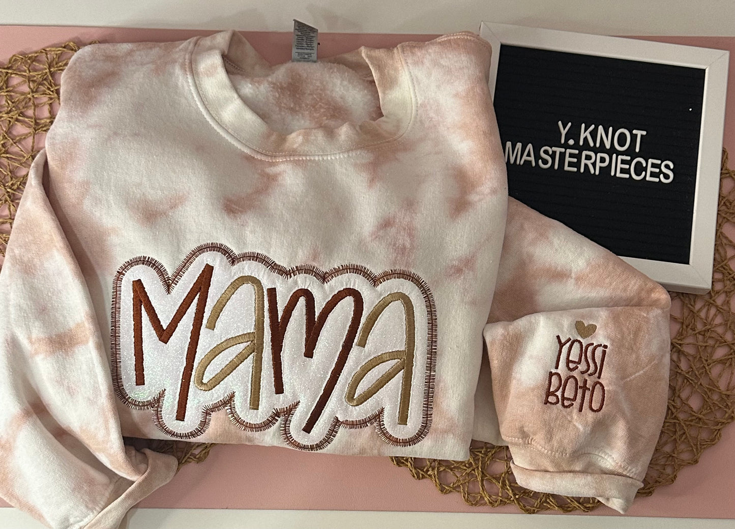 MAMA LATTE GLITTER EMBROIDERED SWEATSHIRT
