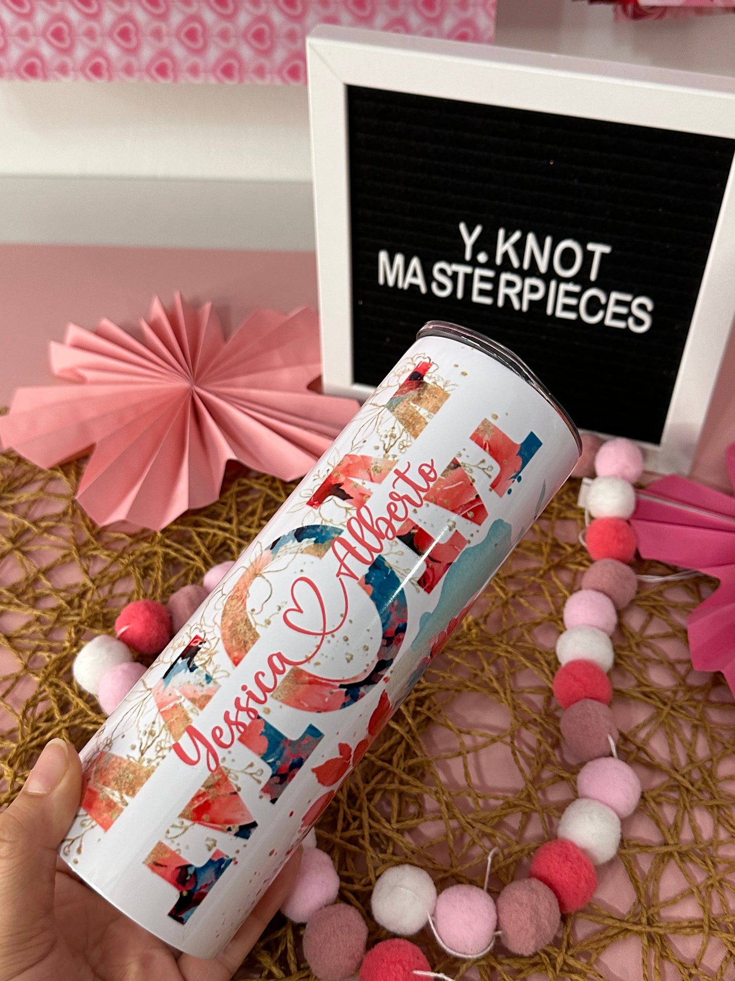 MOM TEAL & PEACH FLORAL TUMBLER