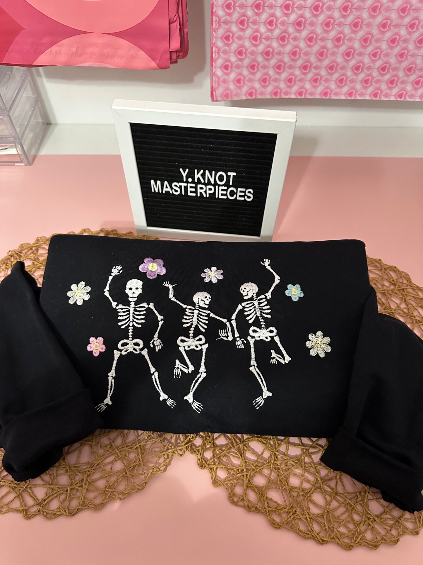 FLORAL SKELETON EMBROIDERED SWEATER