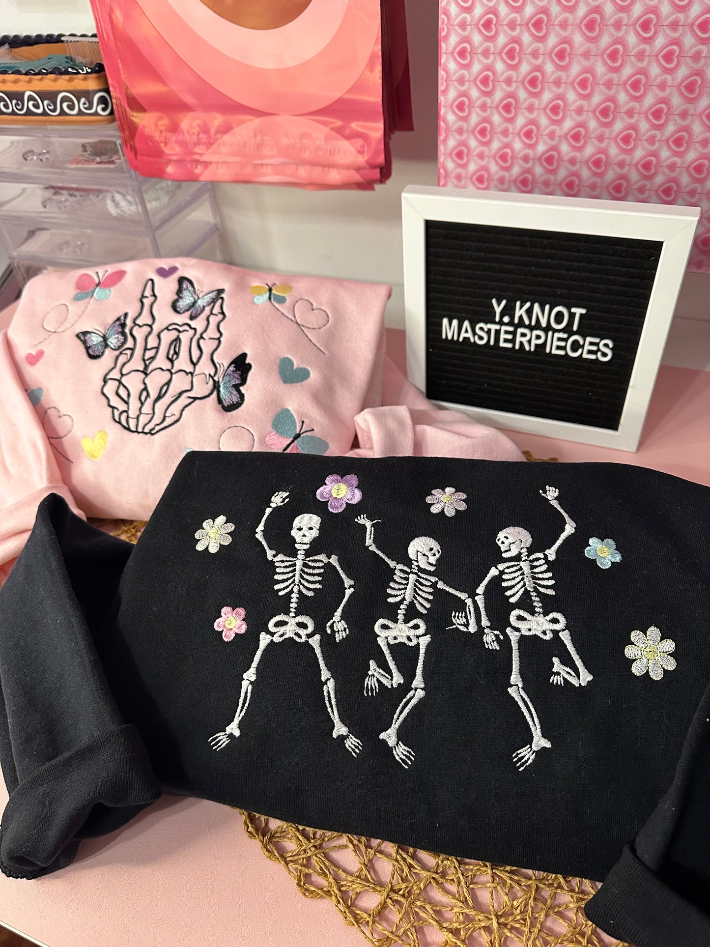 SKELLIE & BUTTERFLY EMBROIDERED SWEATER