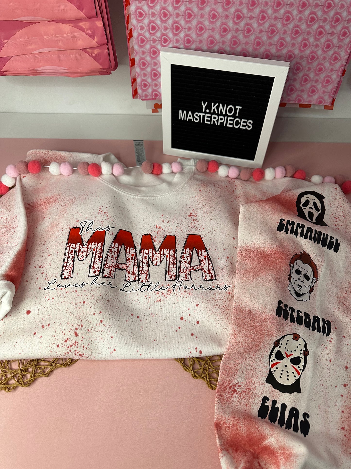 MOM LOVES LITTLE HORRORS CUSTOMIZED SWEATER