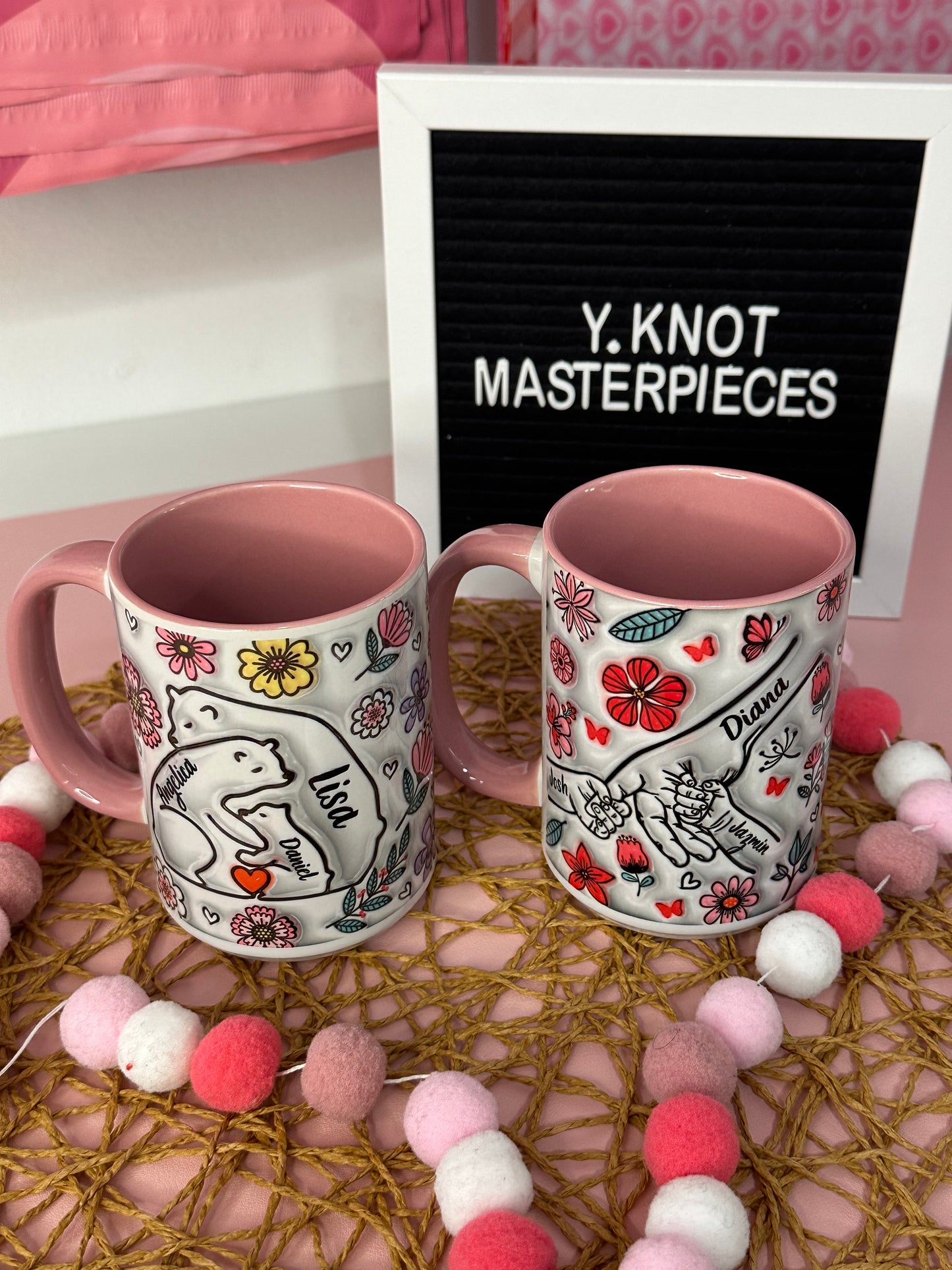 MAMA HOT PINK FLORAL CUSTOM MUG