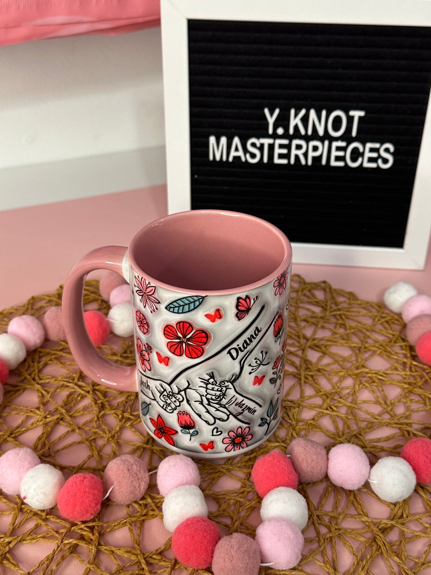 MAMA HOT PINK FLORAL CUSTOM MUG