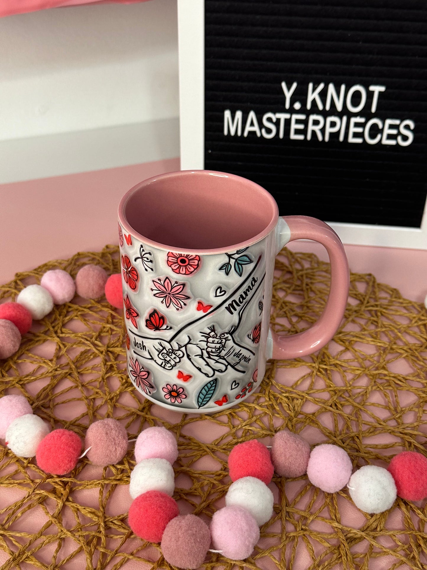 MAMA HOT PINK FLORAL CUSTOM MUG