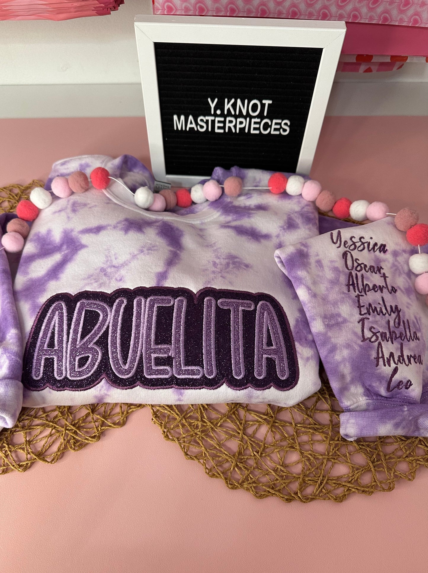 ABUELITA PURPLE TIE DYE EMBROIDERED SWEATER