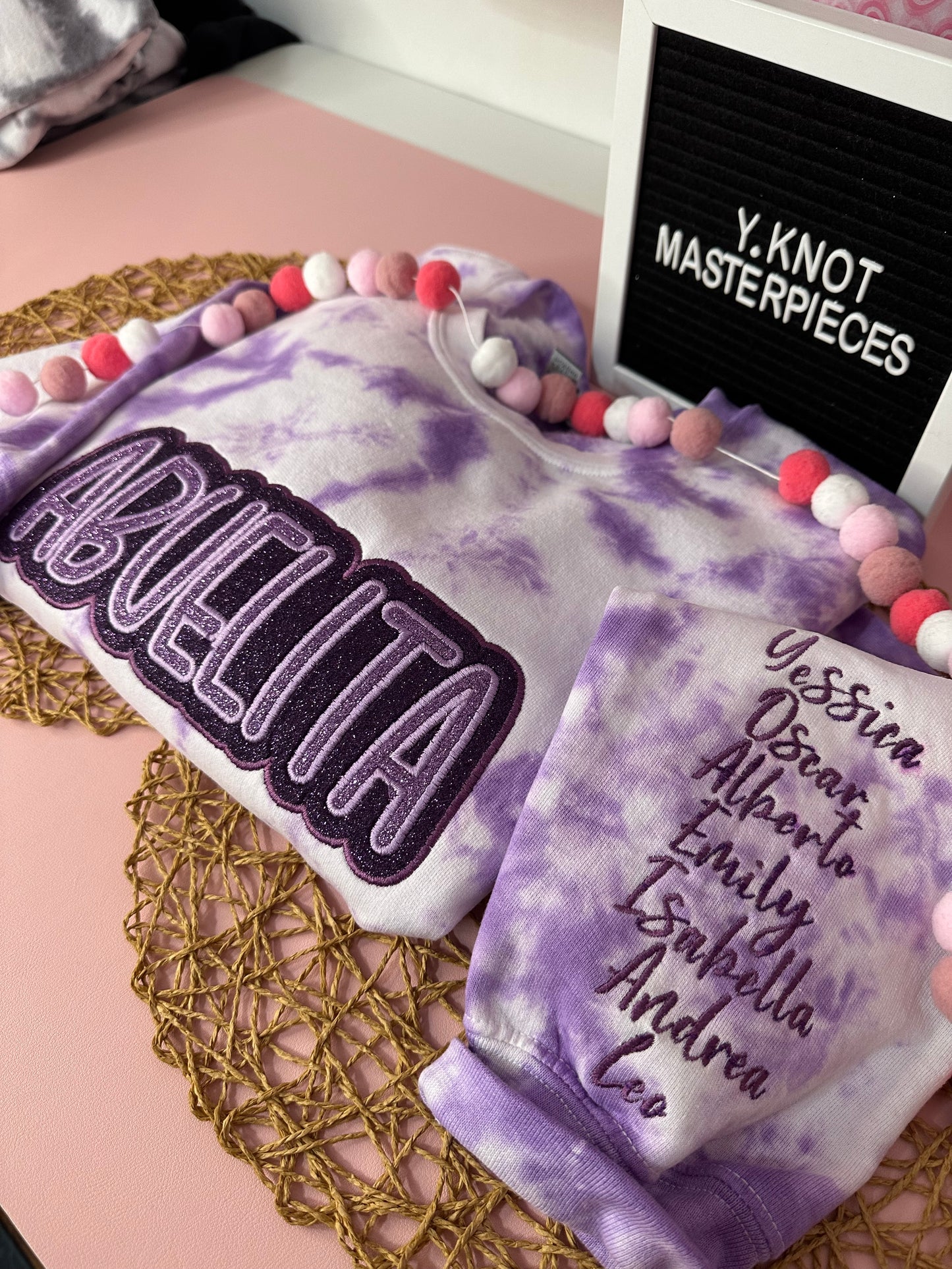 ABUELITA PURPLE TIE DYE EMBROIDERED SWEATER