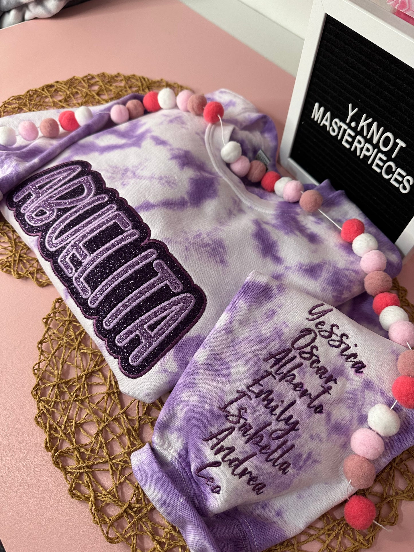 ABUELITA PURPLE TIE DYE EMBROIDERED SWEATER