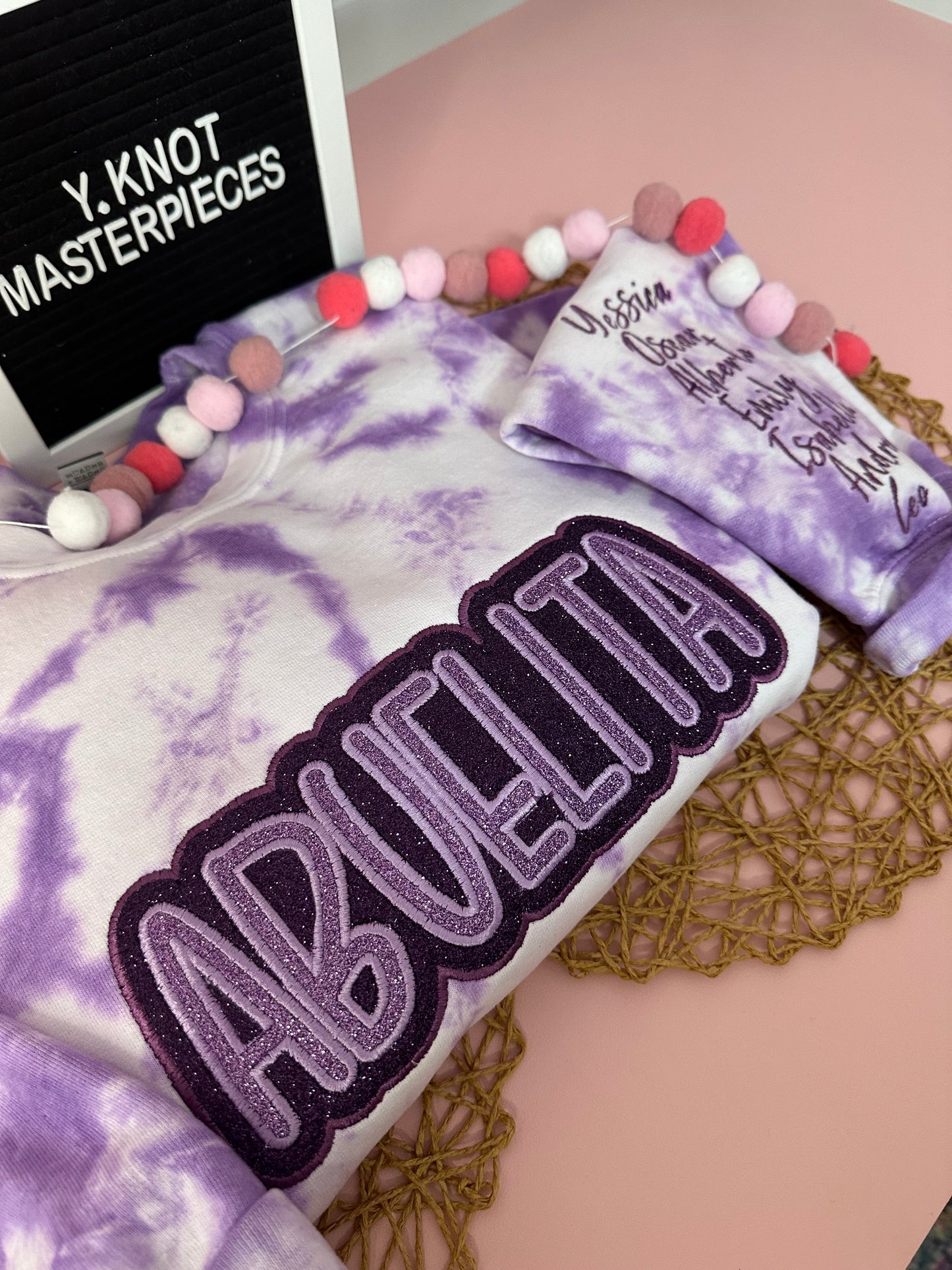 ABUELITA PURPLE TIE DYE EMBROIDERED SWEATER