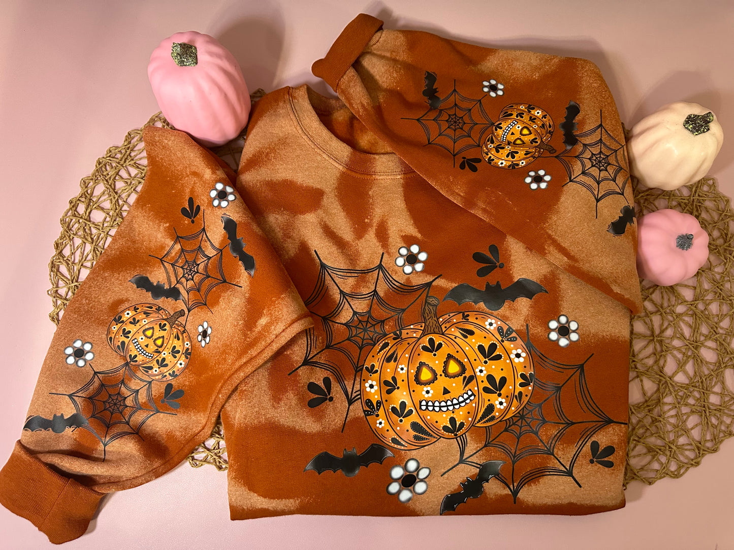 DIA DE MUERTOS PUMPKIN BLEACHED SWEATSHIRT- EXCLUSIVE DESIGN