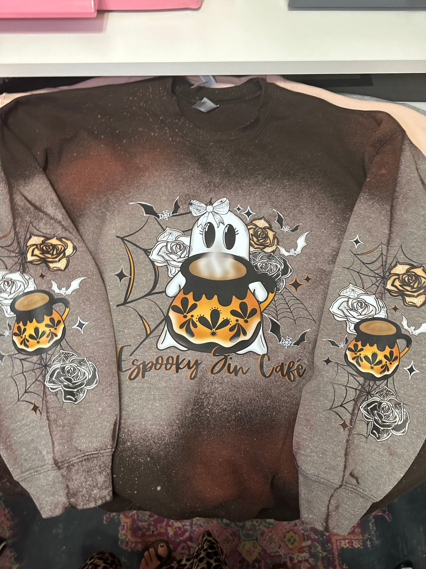 ESPOOKY SIN CAFE BLEACHED SWEATER- EXCLUSIVE DESIGN