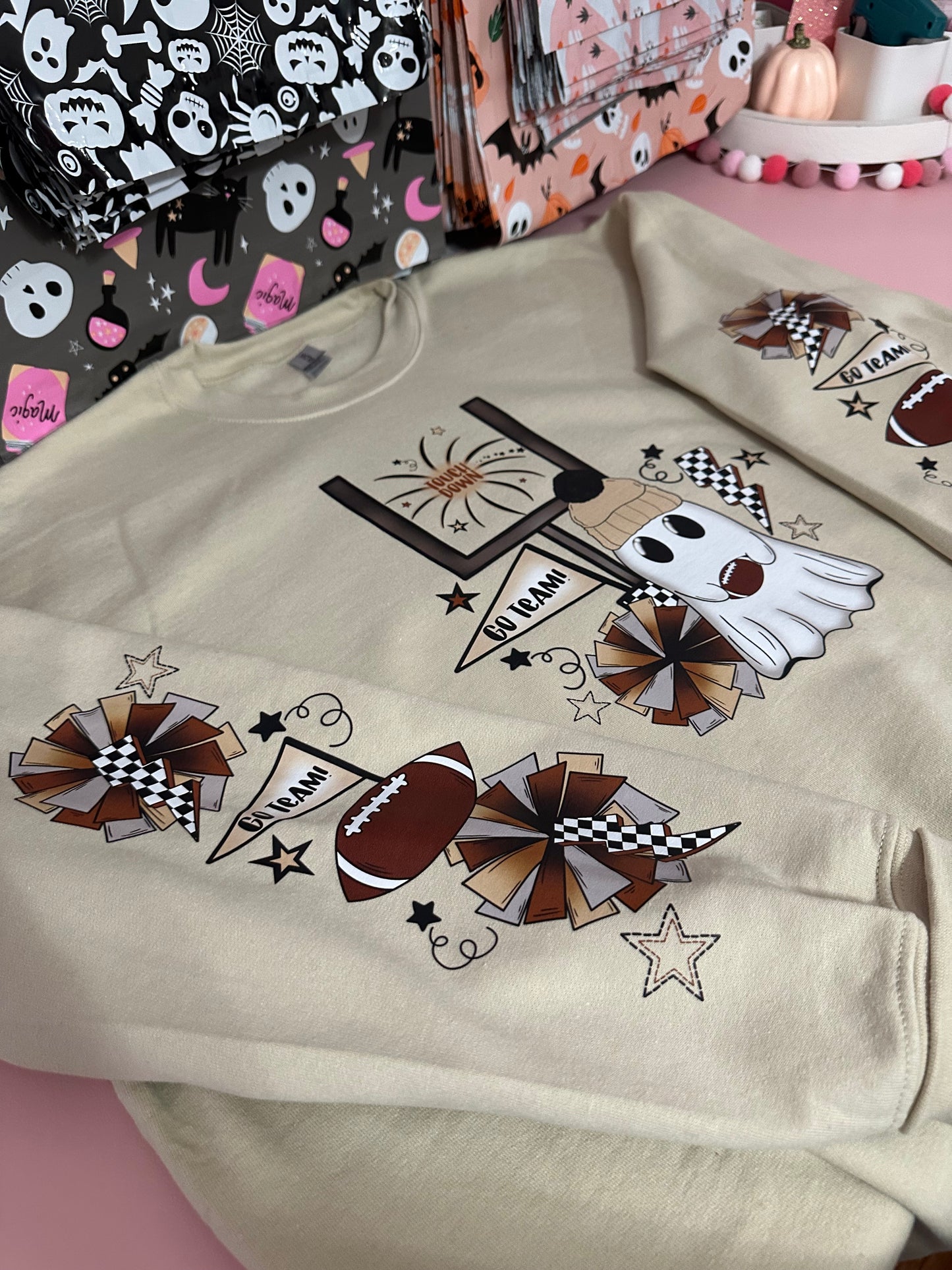 GO TEAM FOOTBALL GHOST SWEATER- EXCLUSIVE DESIGN