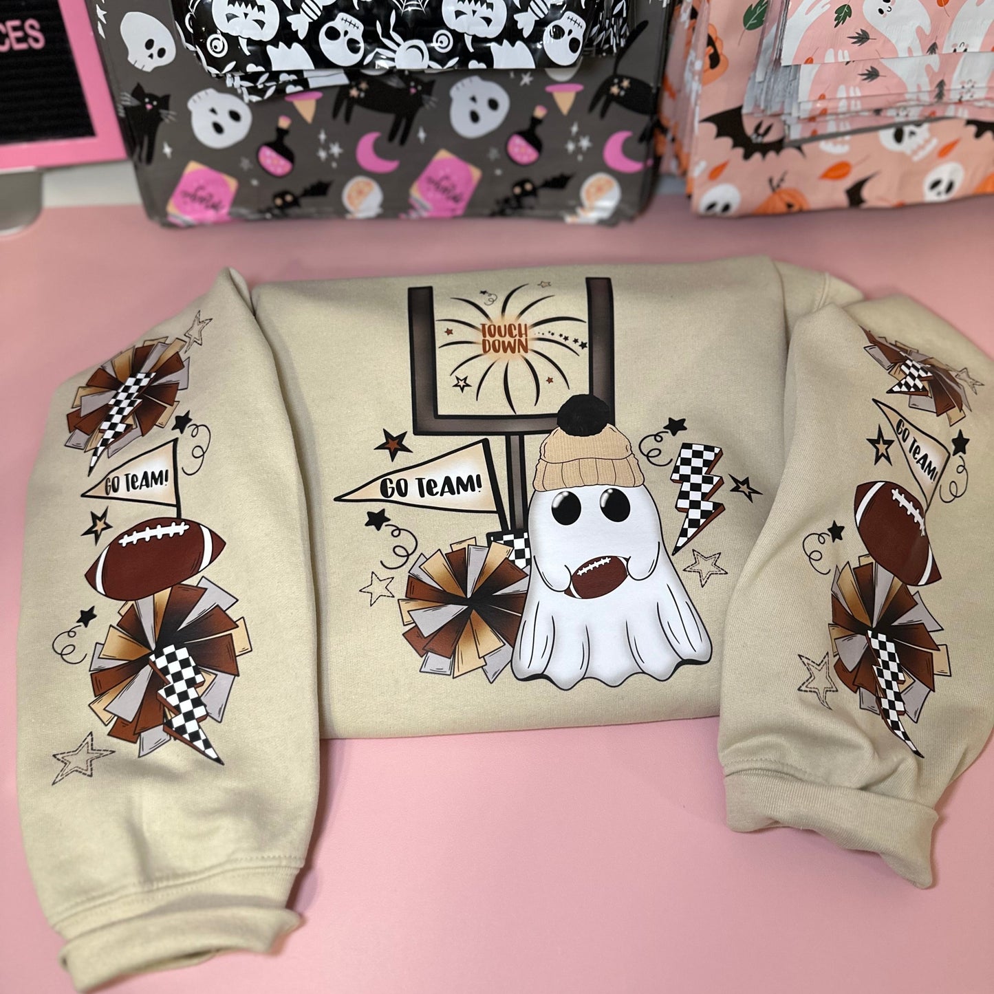 GO TEAM FOOTBALL GHOST SWEATER- EXCLUSIVE DESIGN