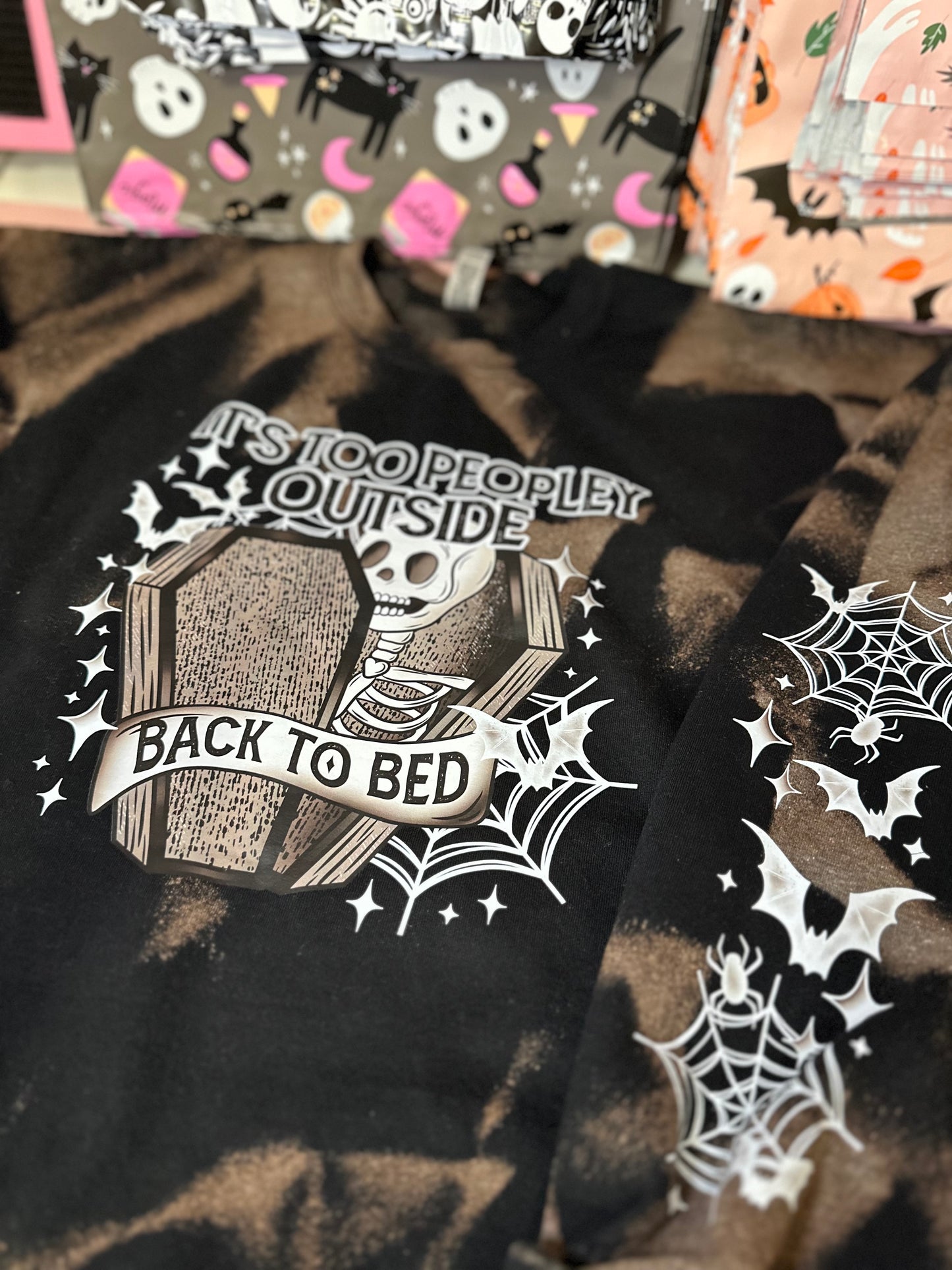 IT'S TOO PEOPLEY OUTSIDE SKELLIE BLEACHED SWEATER
