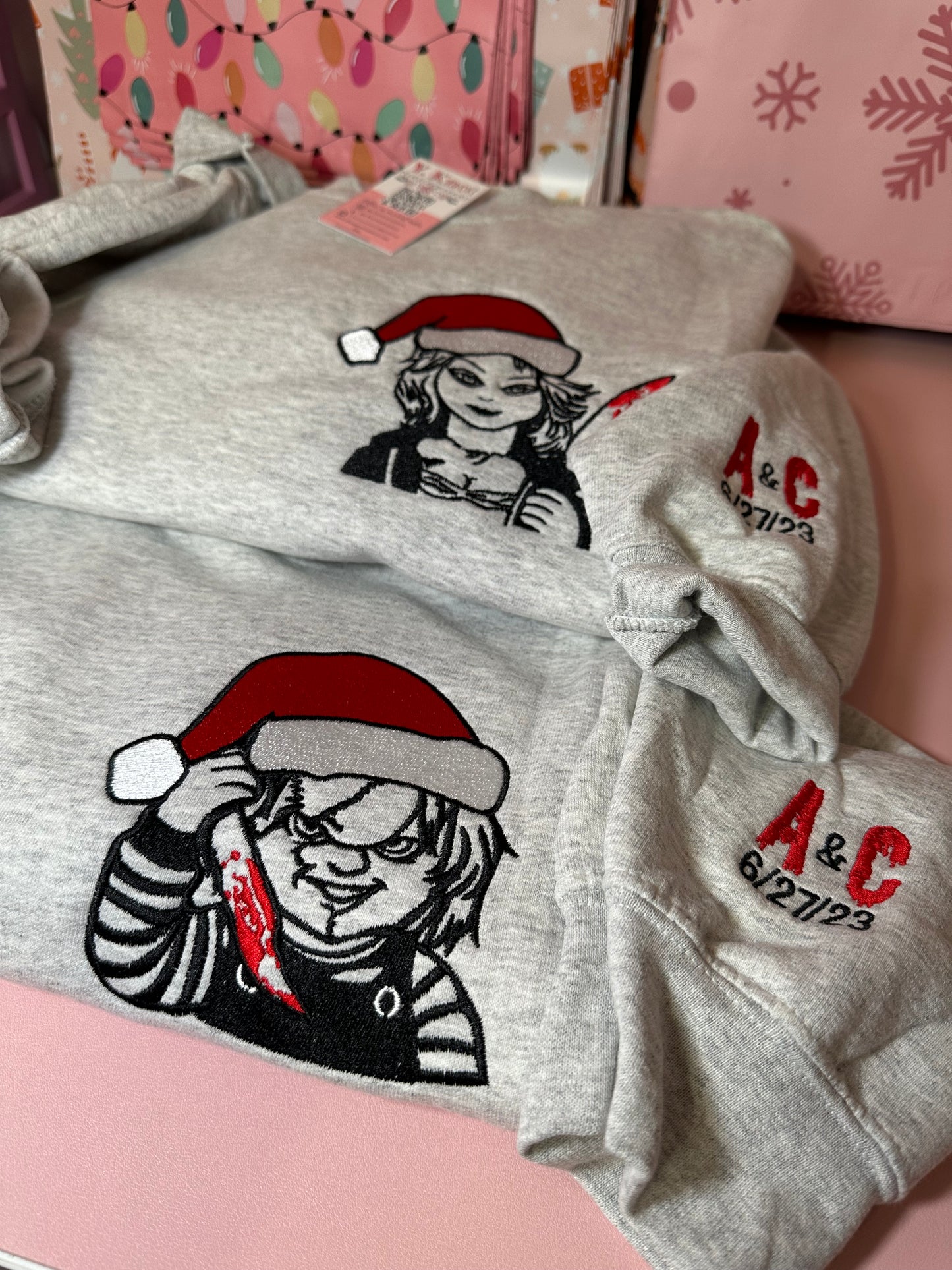 MERRY CHUKY AND BRIDE SWEATERS
