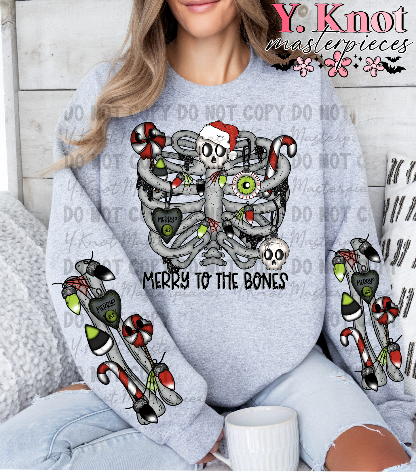 MERRY TO THE BONES W/SLEEVE DESIGN PNG- EXCLUSIVE DESIGN