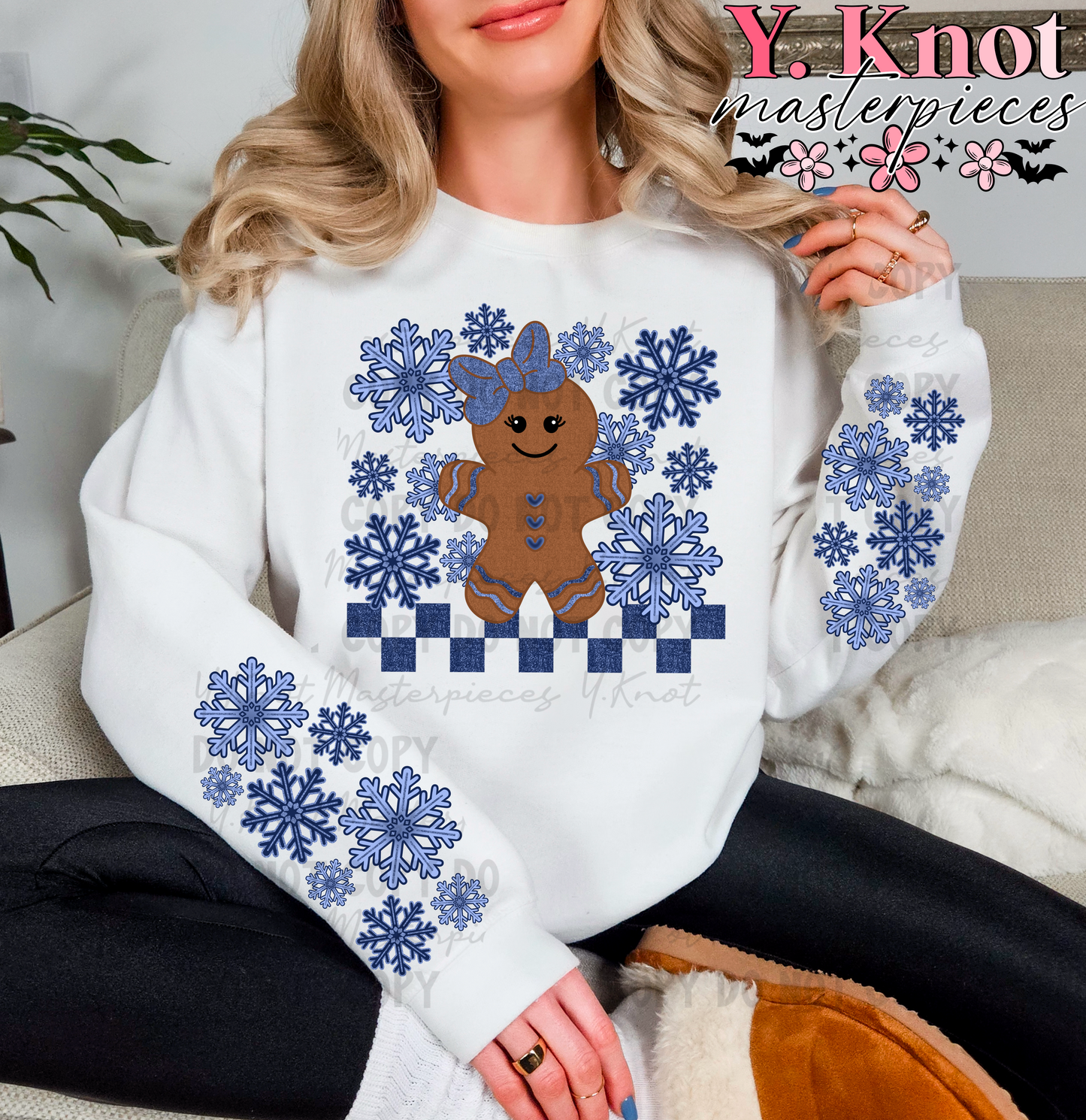 BLUE GINGERBREAD WITH SLEEVES- PNG