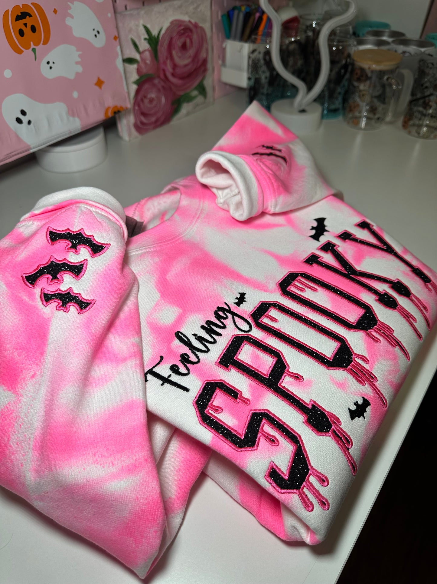 FEELING SPOOKY NEON PINK TIE DYE