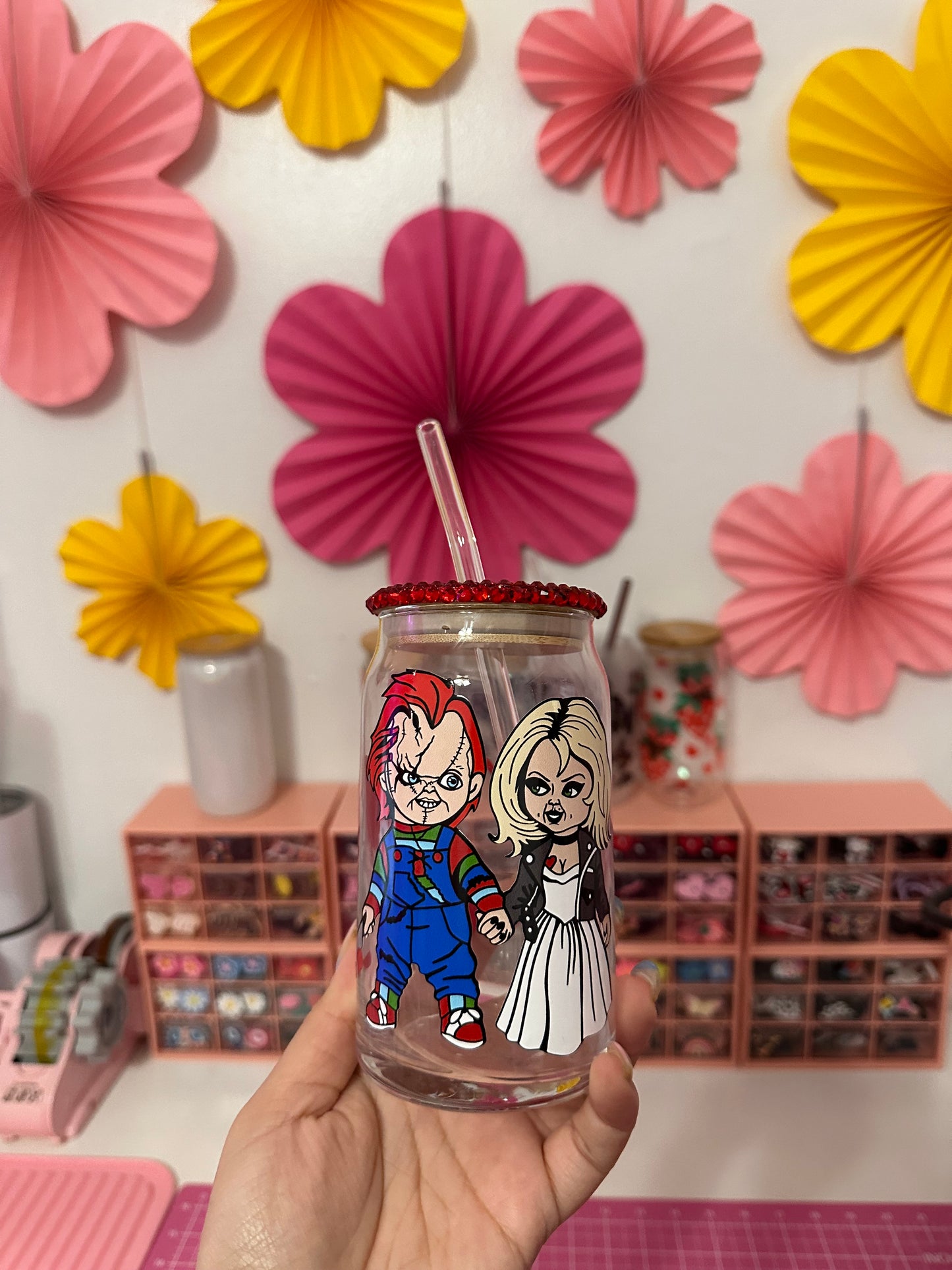 HORROR COUPLE GLASS CAN