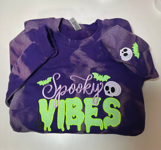 SPOOKY VIBES PURPLE BLEACHED SWEATER& HOODIE