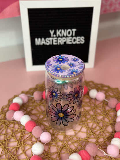 GLITTER FLORAL GLASS CUP