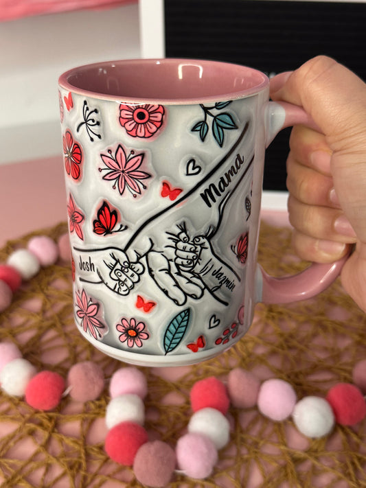 MAMA HOT PINK FLORAL CUSTOM MUG